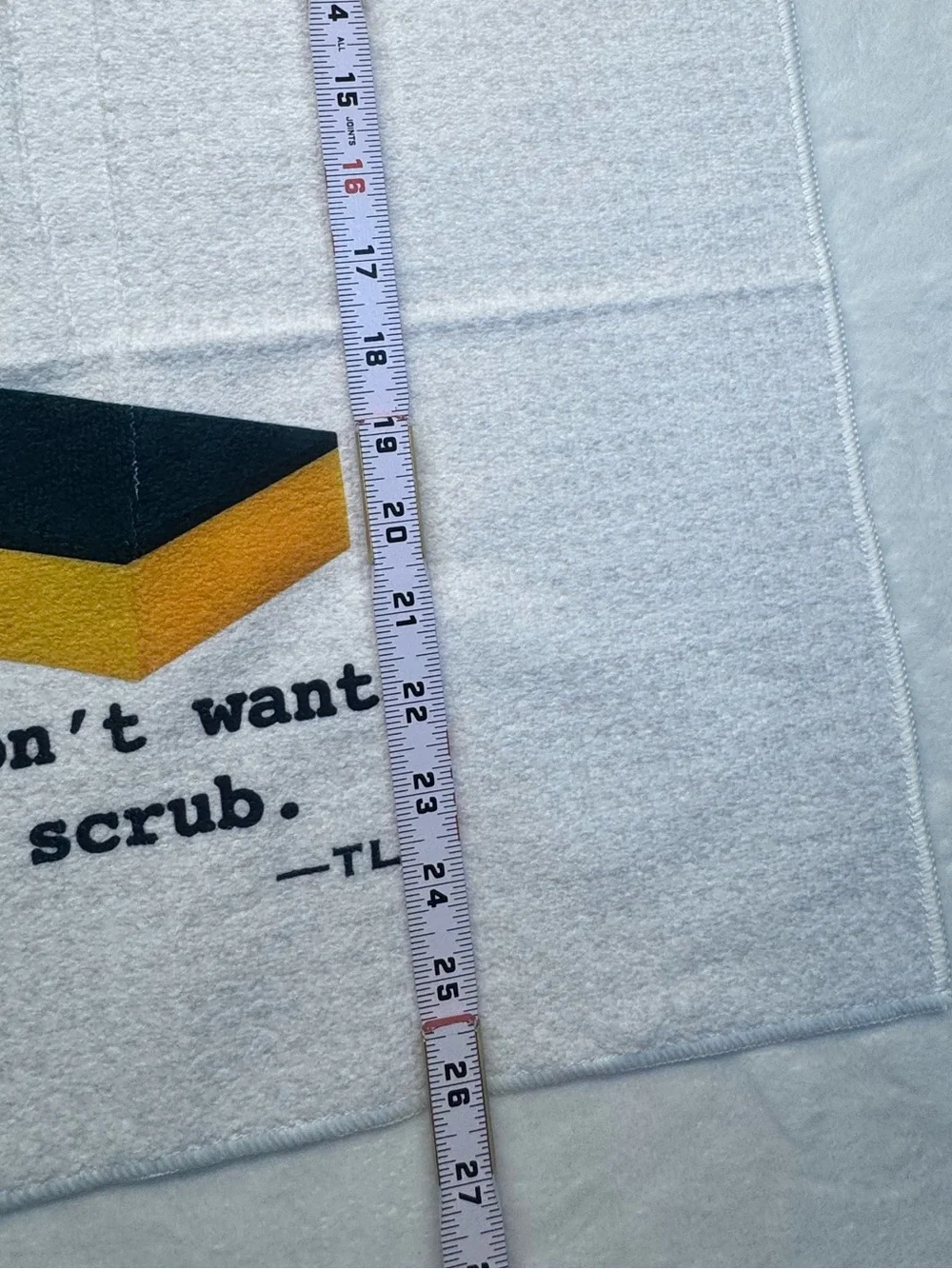 TLC White Kitchen Towel with Yellow and Dark Green Sponge Graphic